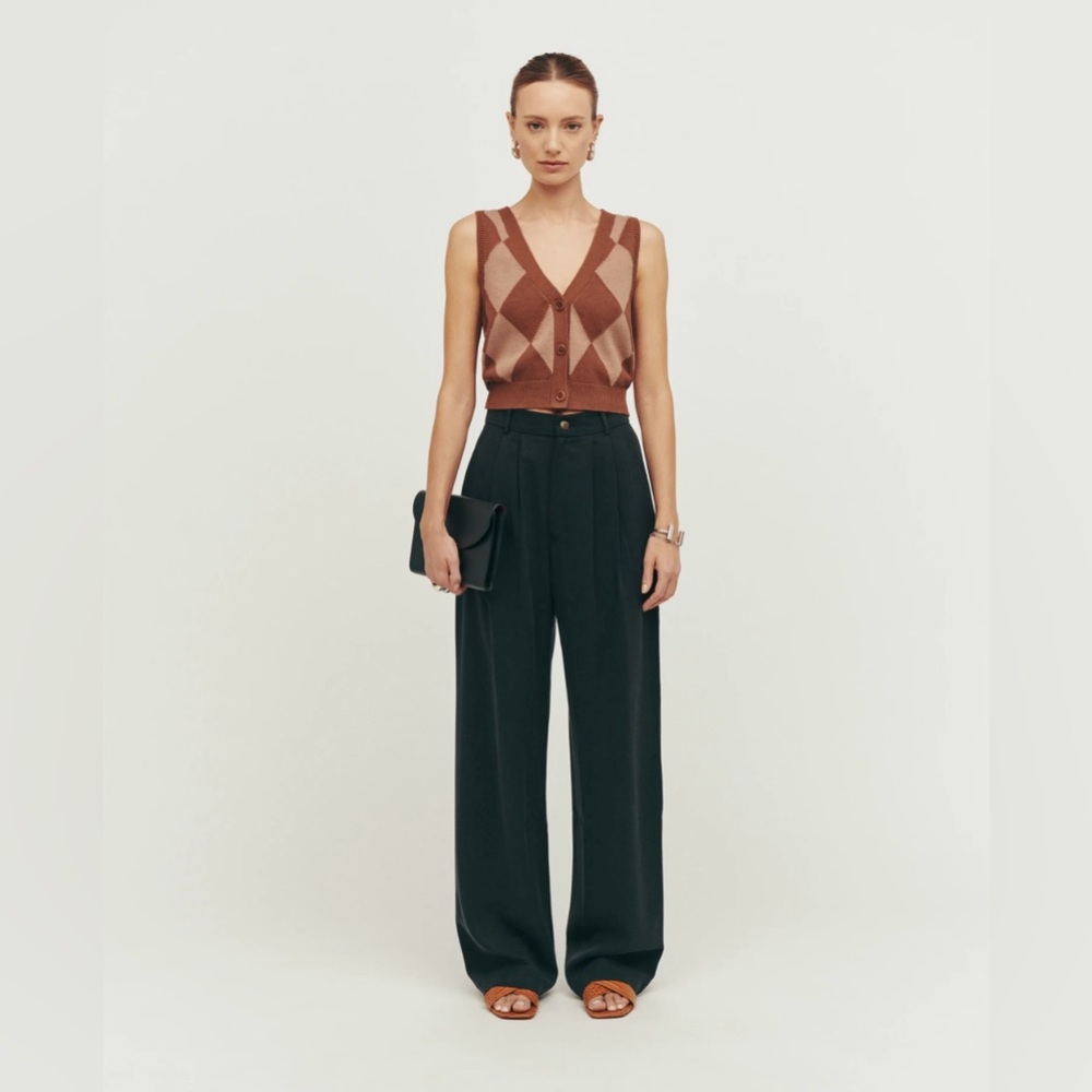Reformation Brown and Black Wide-Leg Pants
